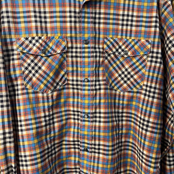 Bugatchi ShapedFit XL Men's Plaid Long Sleeve Snap Front Shirt TopStitch Western - Picture 3 of 14